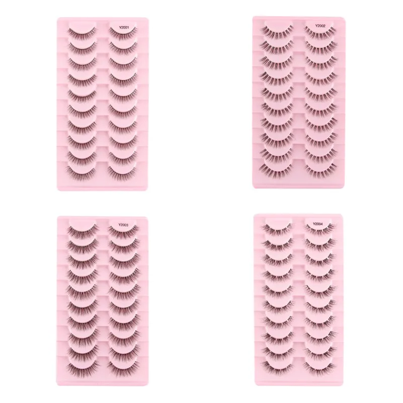 10 Pairs Natural False Eyelashes Manga Lashes 3D Natural Faux Mink Lashes Soft Fluffy Realistic Eyelash Extension Maquiagem