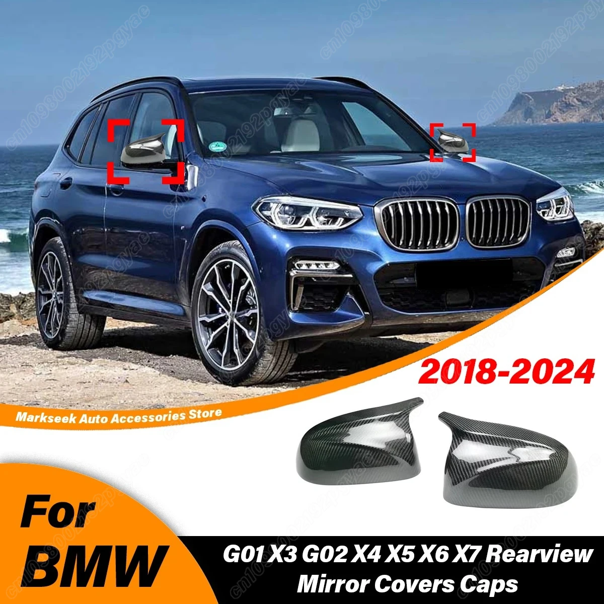 

For BMW G01 X3 G02 X4 G05 X5 G06 X6 G07 X7 2018 2019 2020 2021 2022 2023 2024 Automobile Rearview Mirror Decorative Cover Kit