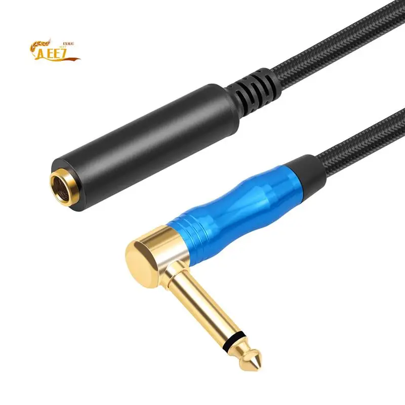 

AEE7-Right Angle 6.35Mm TRS Stereo Male To Female Audio Cable Guitar Extension Cable Cord For Amplifiers Headphone
