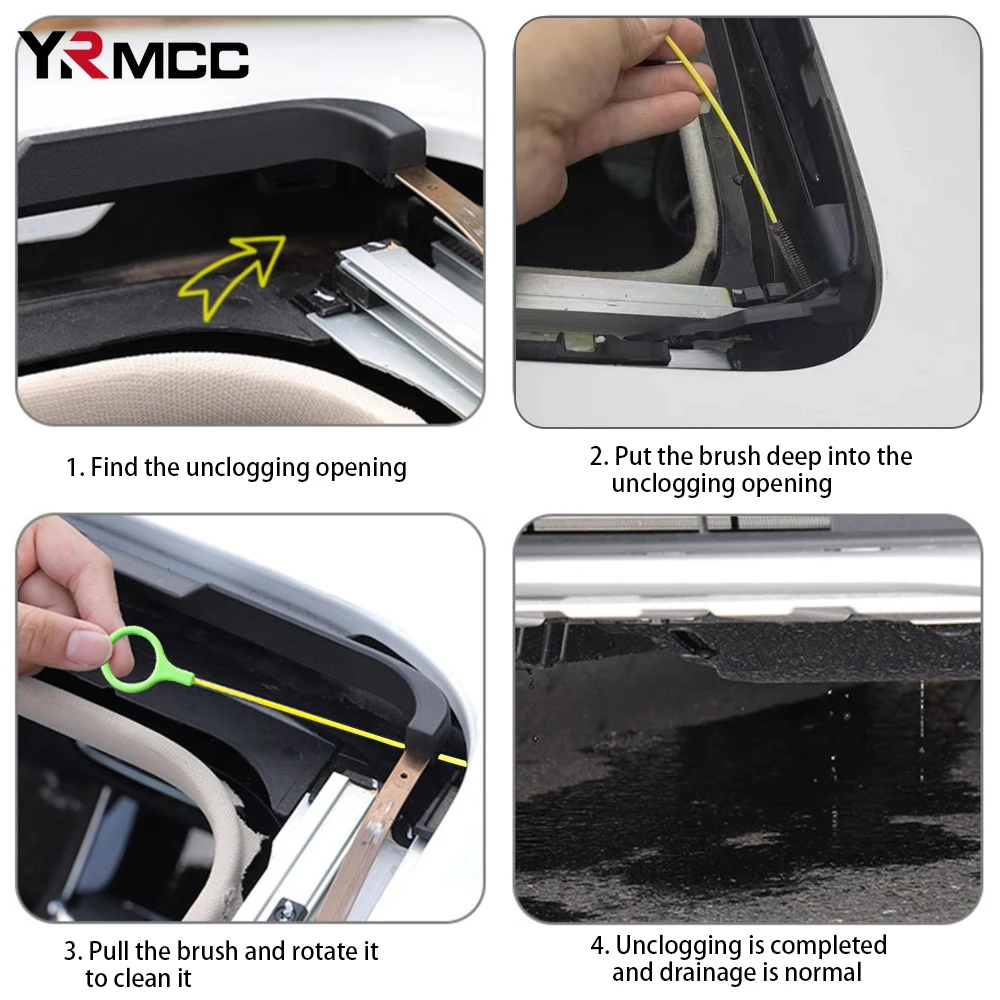 2.3M Car Sunroof Door Windshield Cleaning Brush Auto Blocked Drain Hole Drain Clean Pipe Cleaning Brush for Automobile Tools