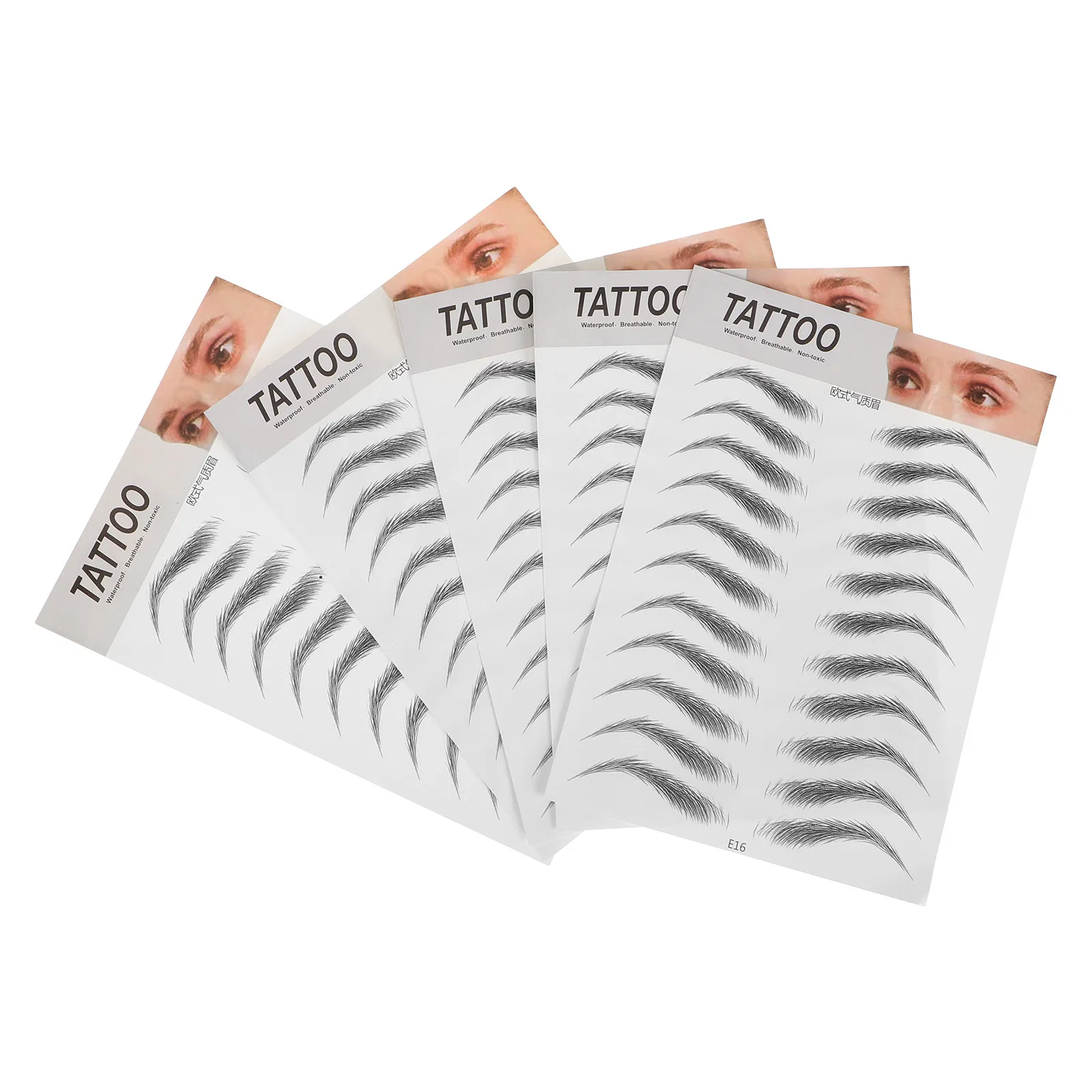 

5Pcs Black 6D Hair-Like Eyebrow Stickers Temporary Realistic Brow Enhancer Waterproof Easy Apply Full Natural Shape for Everyday