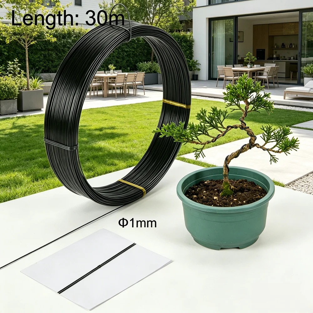 ⌀1mm Aluminum Bonsai Wire 10m 30m, Flexible for Tree Branch Shaping, Plant Fixing, DIY Floral Art and Garden Landscape Modeling