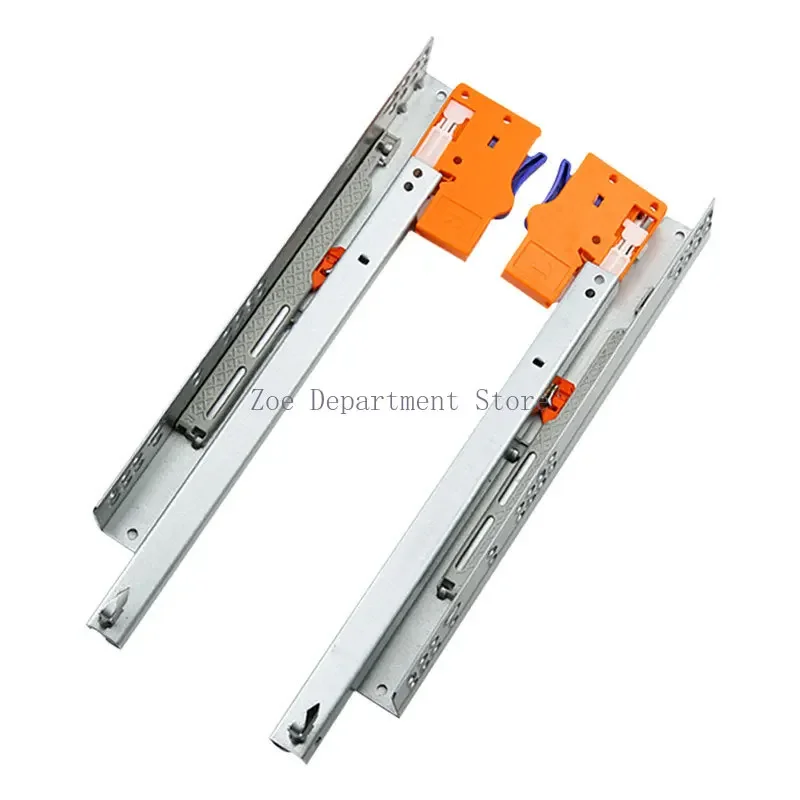 Two hidden bottom support damping slide handle drawer track cabinet furniture wardrobe slide guide