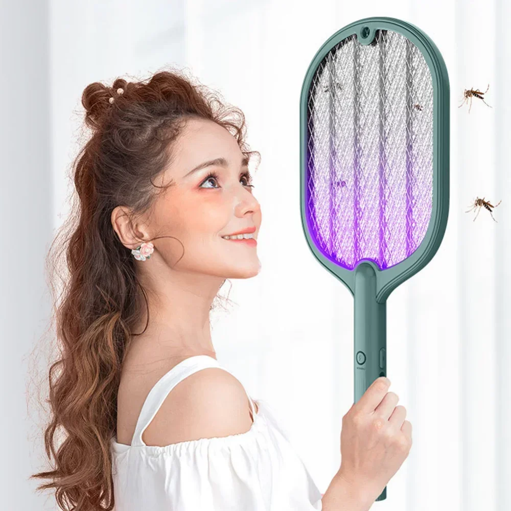 2 in 1 Electric Insect Racket Swatter USB Rechargeable Led Light Hand-Held Mosquito Killer Fly Bug Zapper Trap mosquito swatter