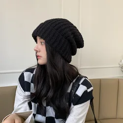 2023Knitted  Women's Hat Winter Women Warm Casual Slouchy Hat Crochet Beanie Hat Female Baggy Cap Cheap