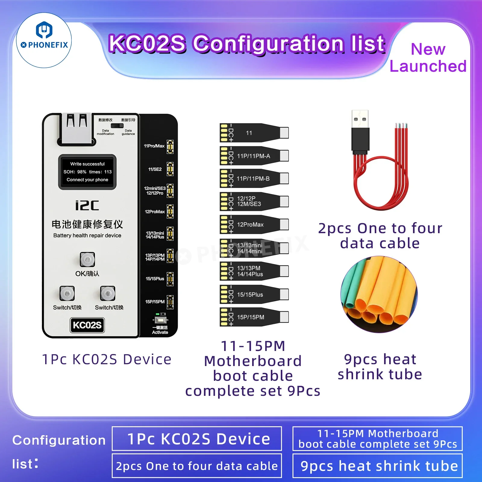 

i2C KC02S Battery Repair Tester Battery Data Repair Expansion Board for IPhone Android Modify Battery Data Efficiency 100%