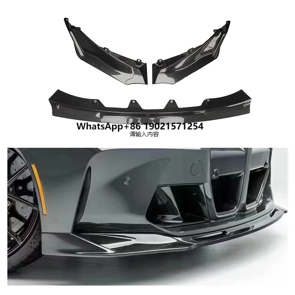 

Real Dry Carbon Fiber Front Bumper Splitter Front Lip Accessory Trim for M3 M4 G80 G81 G82 G83 V Style Racing Upgrade