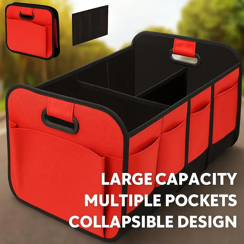

Large Capacity Car Trunk Organizer Multi-Pockets Collapsible Storage Box SUV Truck Auto Interior Tidier Bag Accessories