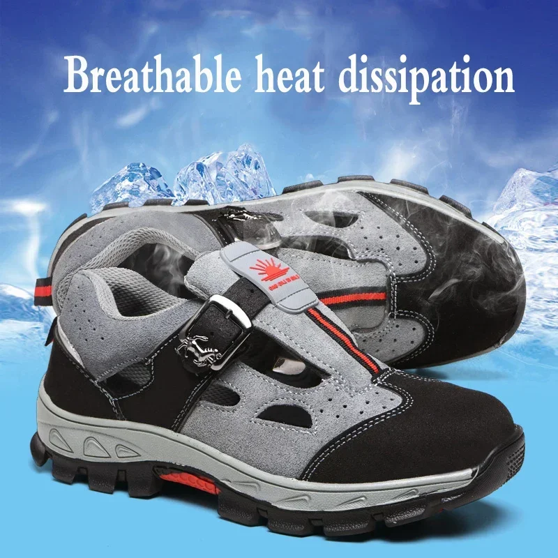 Labor Insurance Shoes Men Steel Toe Caps Anti-smashing Safety Shoes Breathable Deodorant Wear-resistant Work Sandals Zapatillas