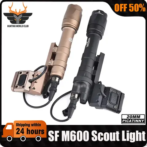 Surefir Airsoft M600 M600C M600B SF M300 손전등 600 루멘 금속 LED 스카우트 라이트 사냥 무기 램프 맞는 20mm Picatinny 레일