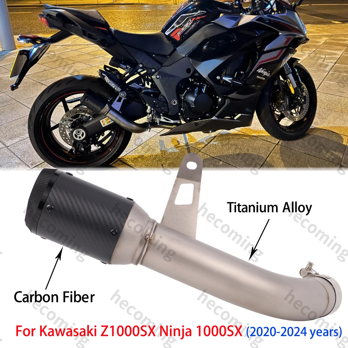 Titanium Exhaust Pipe Muffler Carbon For Kawasaki Z1000SX Ninja 1000SX 2020-2024 Motorcycle Exhaust System Moto Modify 1000sx