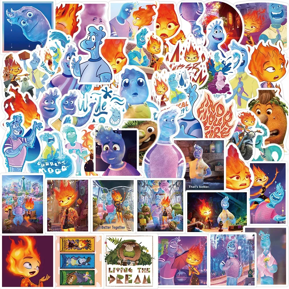 10/30/50pcs Disney Movie Elemental Stickers for Kids Waterproof Graffiti Water Bottle Luggage Laptop Cute Sticker Decals Toys