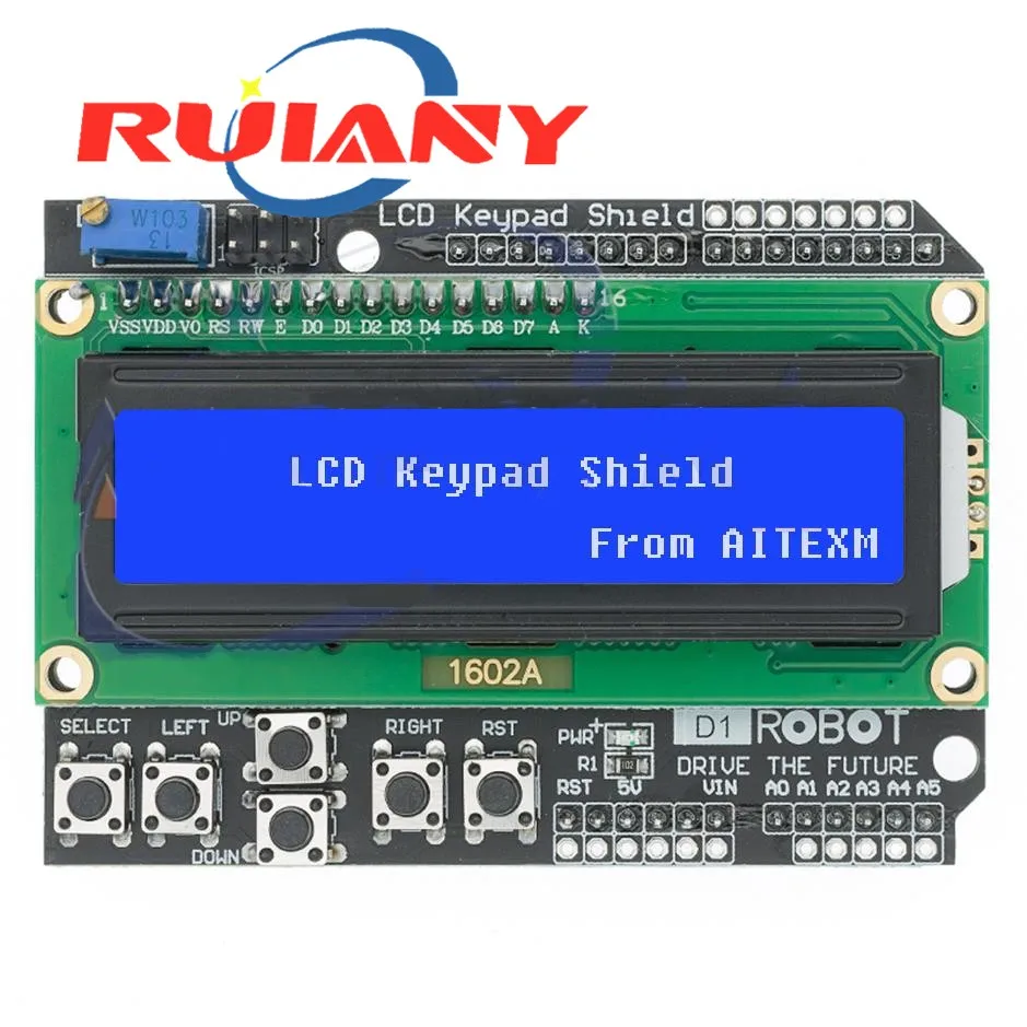 

LCD Keypad Shield LCD1602 LCD 1602 Module Display Blue Screen For Arduino ATMEGA328 ATMEGA2560 Raspberry pi UNO