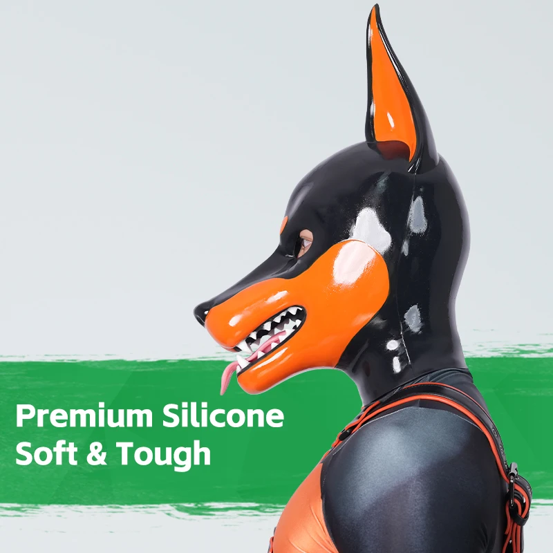 Furrjoi Silicone Doberman Mask New Design Full Head Hood for Cosplay Costumes Latex Furry Fetish Color Customizable Fursuit