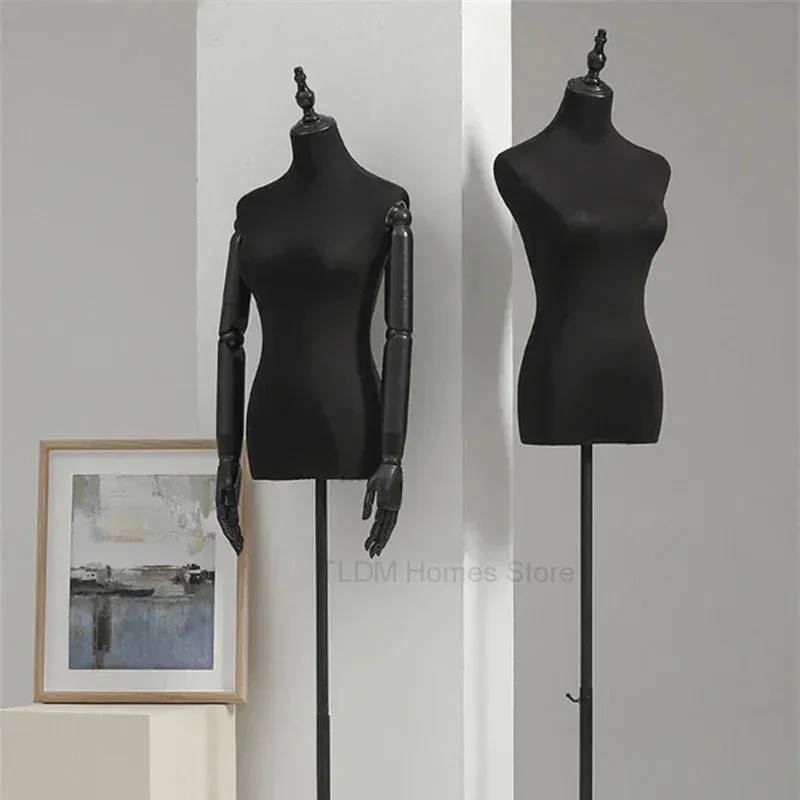 

Black Cotton Mannequins Display Stand Dress Women's Clothing Store Mannequin Wedding Metal Base Stereoscopic Clothing Display