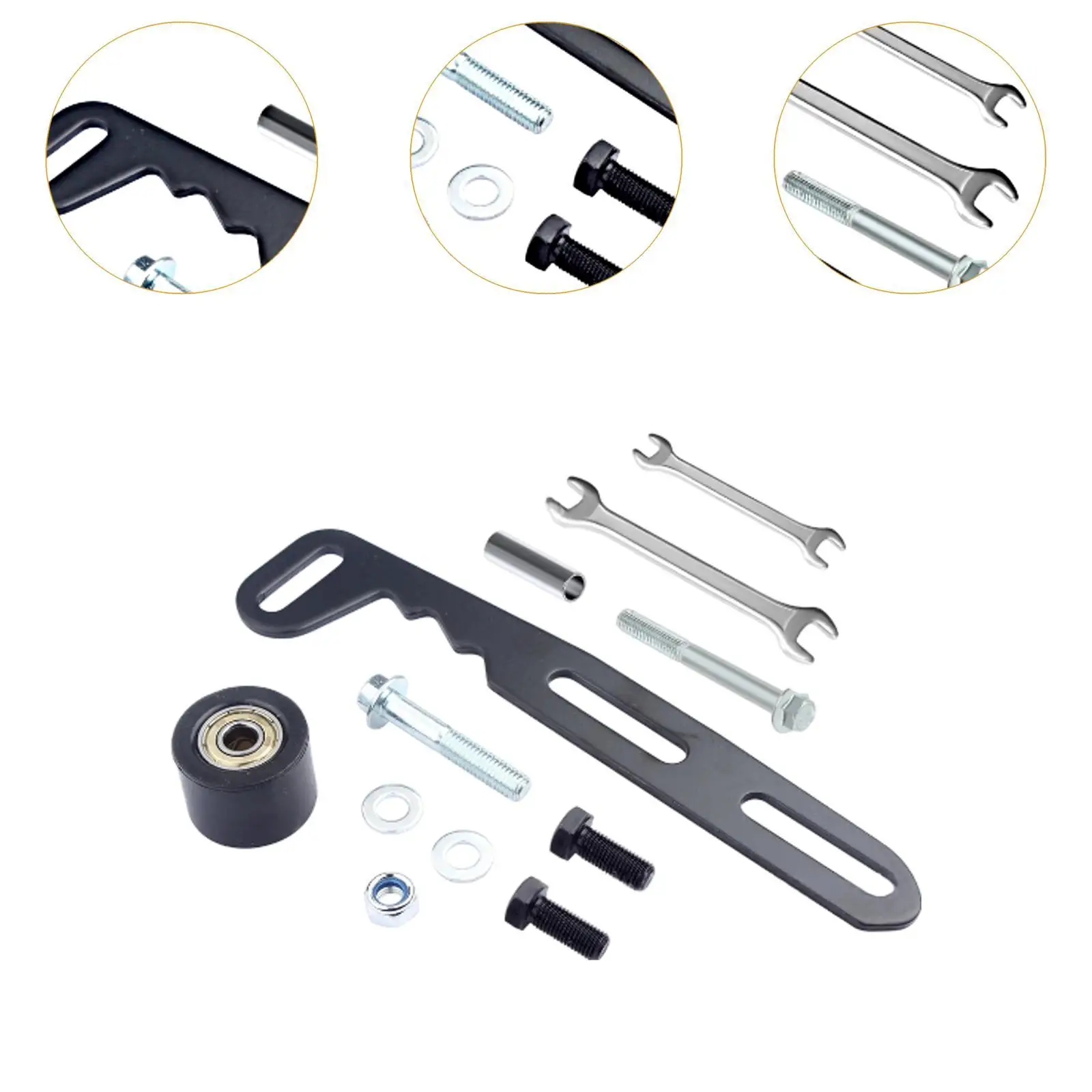 Bike Chain Adjuster Iron Mini Bike Chain Tensioner Kit Bracket with Roller Drivetrain Upgrade for Coleman CT200U BT200X CT100U