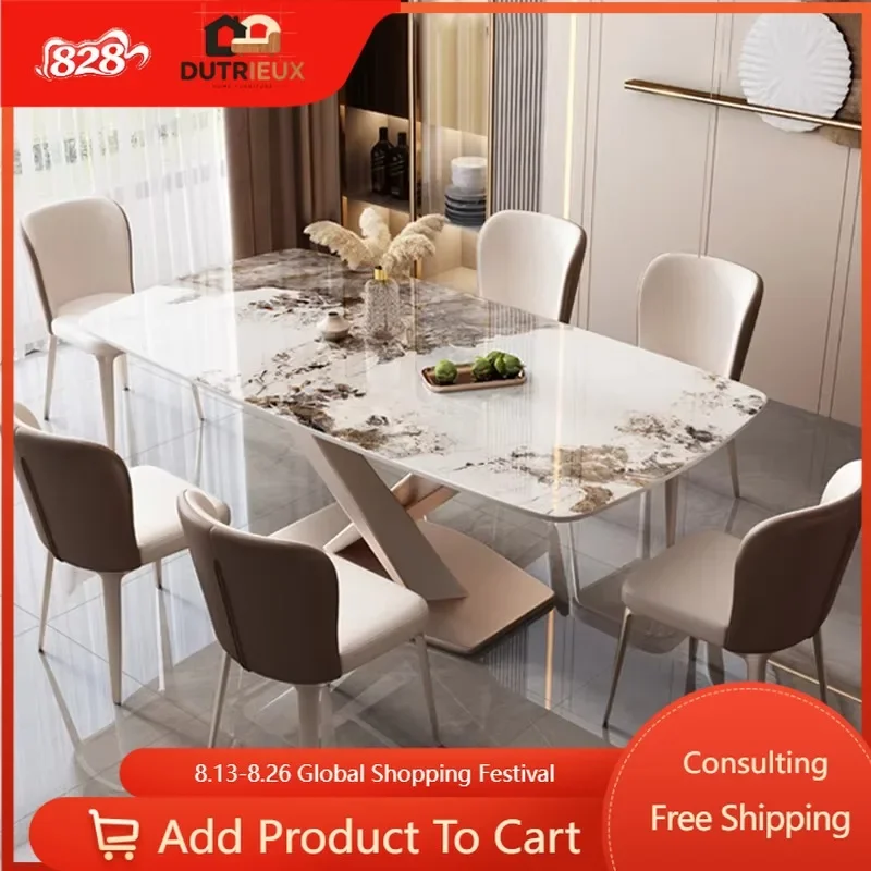 Party Unique Nordic Dining Table Gold Legs Metal Marble Luxury Restaurant Tables Kitchen Living Room Mesas De Comedor Furniture