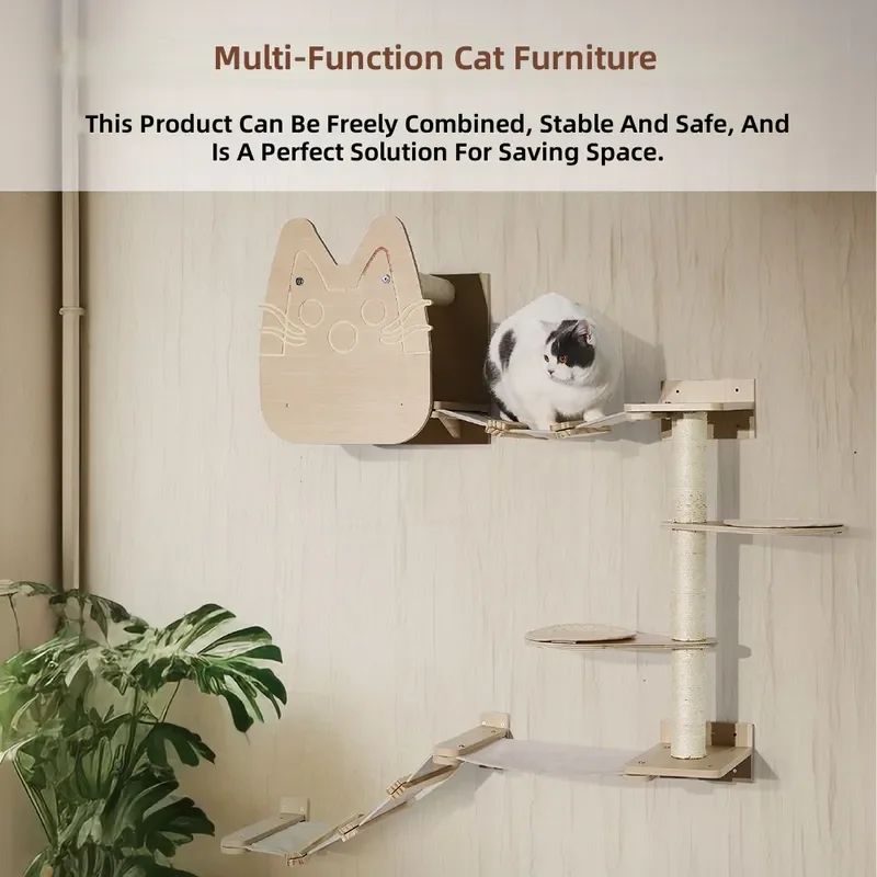 Hot Sales Cat Wall Furniture Cat Climbing Shelf Mounted Eco Friendly Wood Material Cat Wall Shelves and Perches for Wall