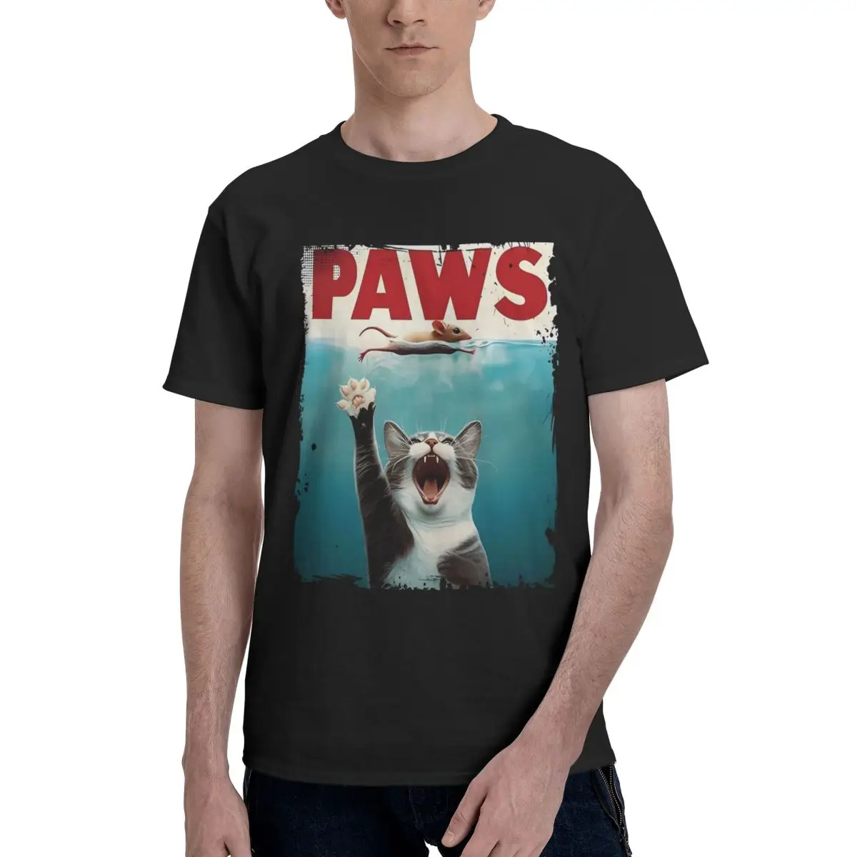 Cute Cat Mouse Chase Novelty Motion High quality Championship Top tee Leisure USA Size