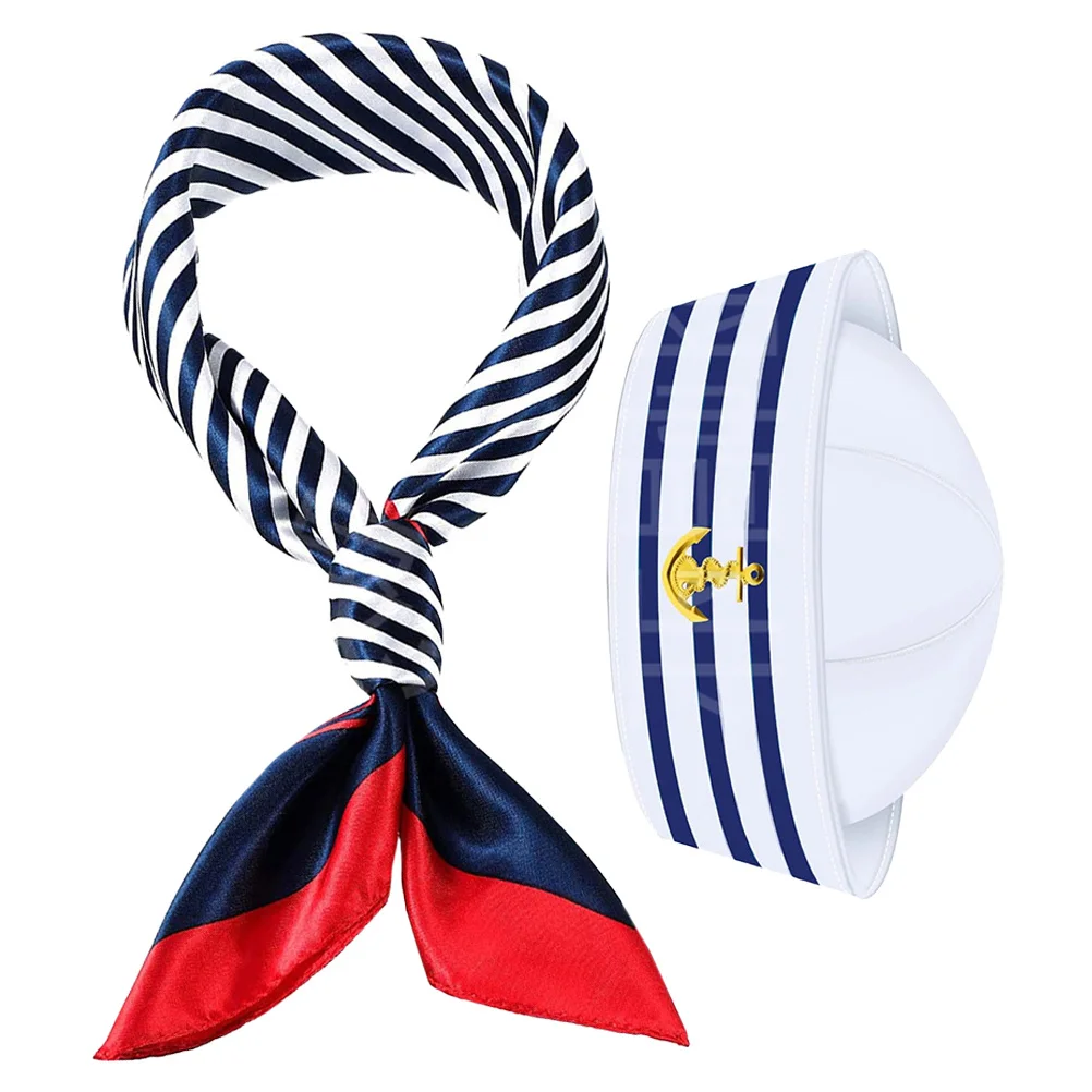 Ensemble de tenue de capitaine de mer, comprend un chapeau de marin, une écharpe, un Costume nautique pour hommes et femmes, accessoire de fête à thème marin