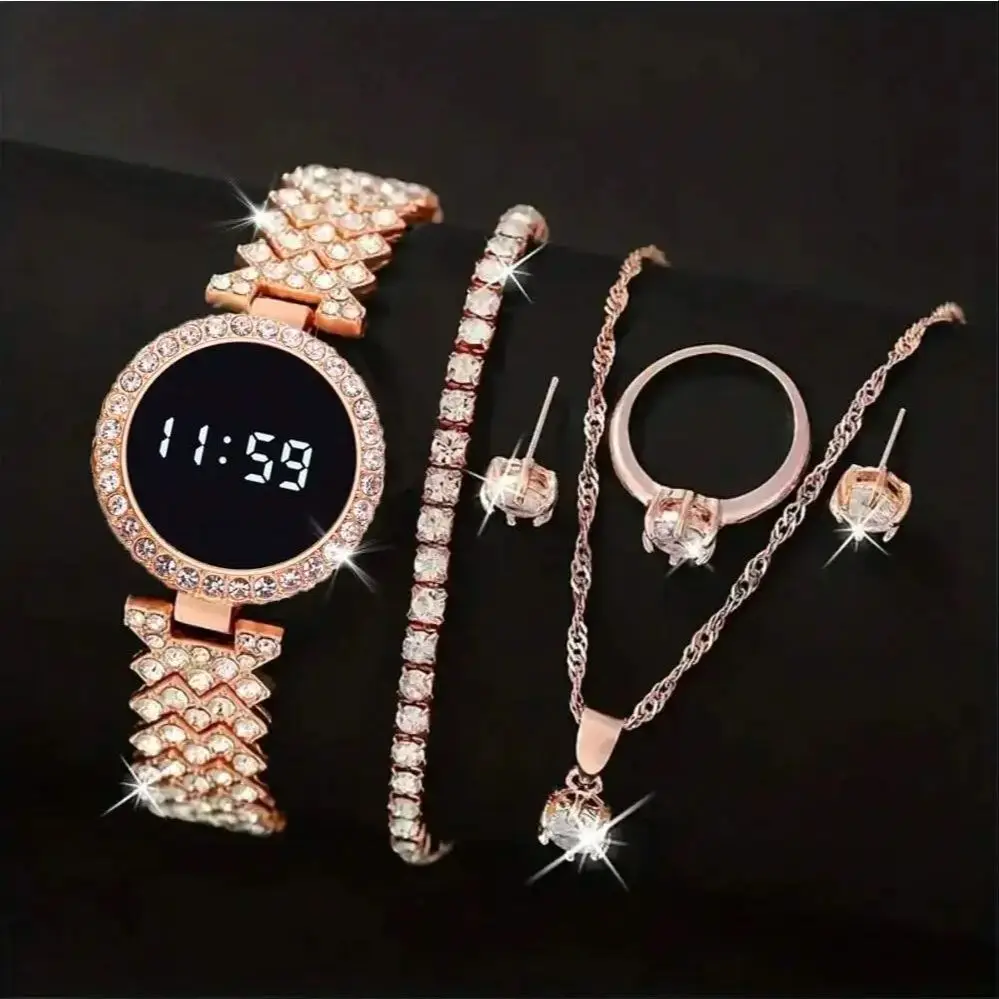 

5 шт./комплект, Женские электронные часы с браслетом