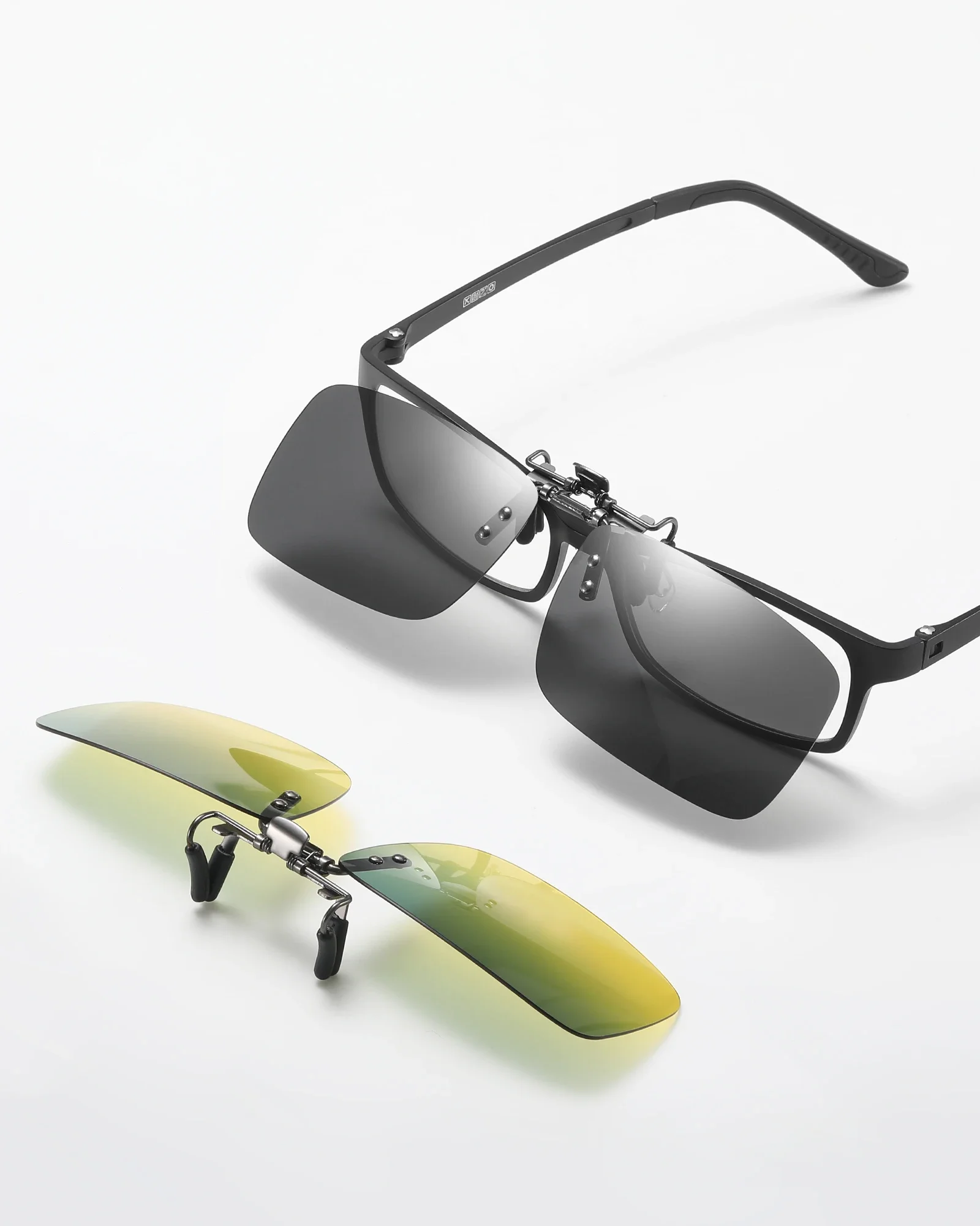 VEITHDIA Polarized Fishing Outdoor Clip-on Flip Up Rimless Men Women Sunglasses for Prescription Glasses - TAC Lens With UV400