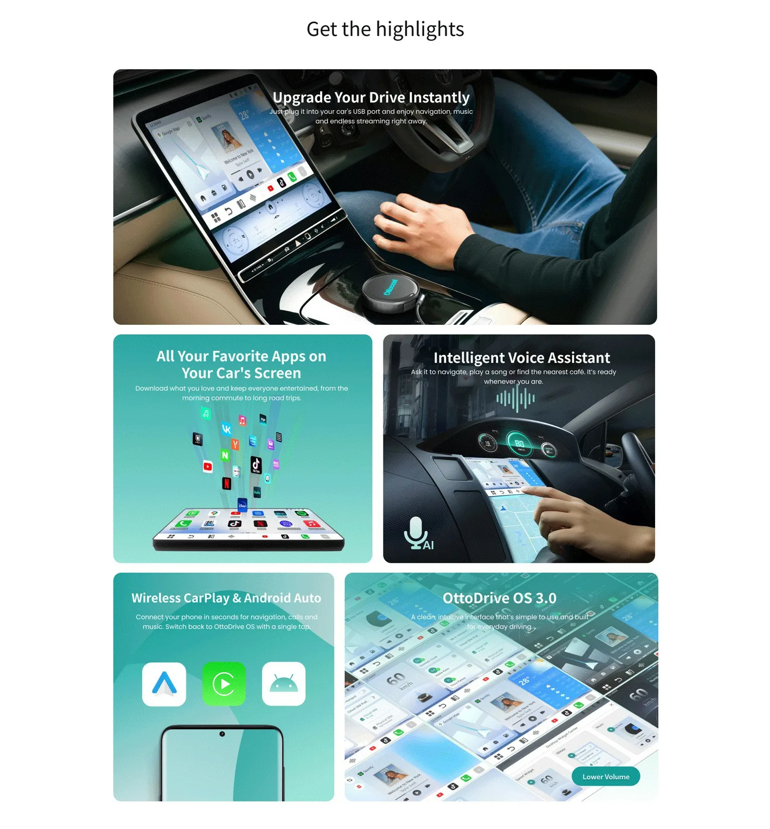 Ottocast Otto Aibox P3 Pro AI Box Wireless CarPlay Android Auto QCM 6225 HDMI YouTube Netflix Video für Benz VW Ford Toyota – Detail 3