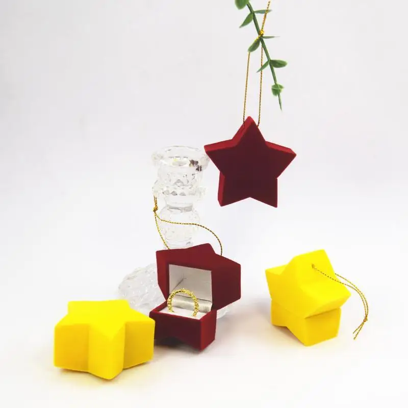 1/2Pcs Flocked Pentagram Ring Box Velvet Star Shaped Jewelry Storage Case Cute Gift Box For Proposal Wedding