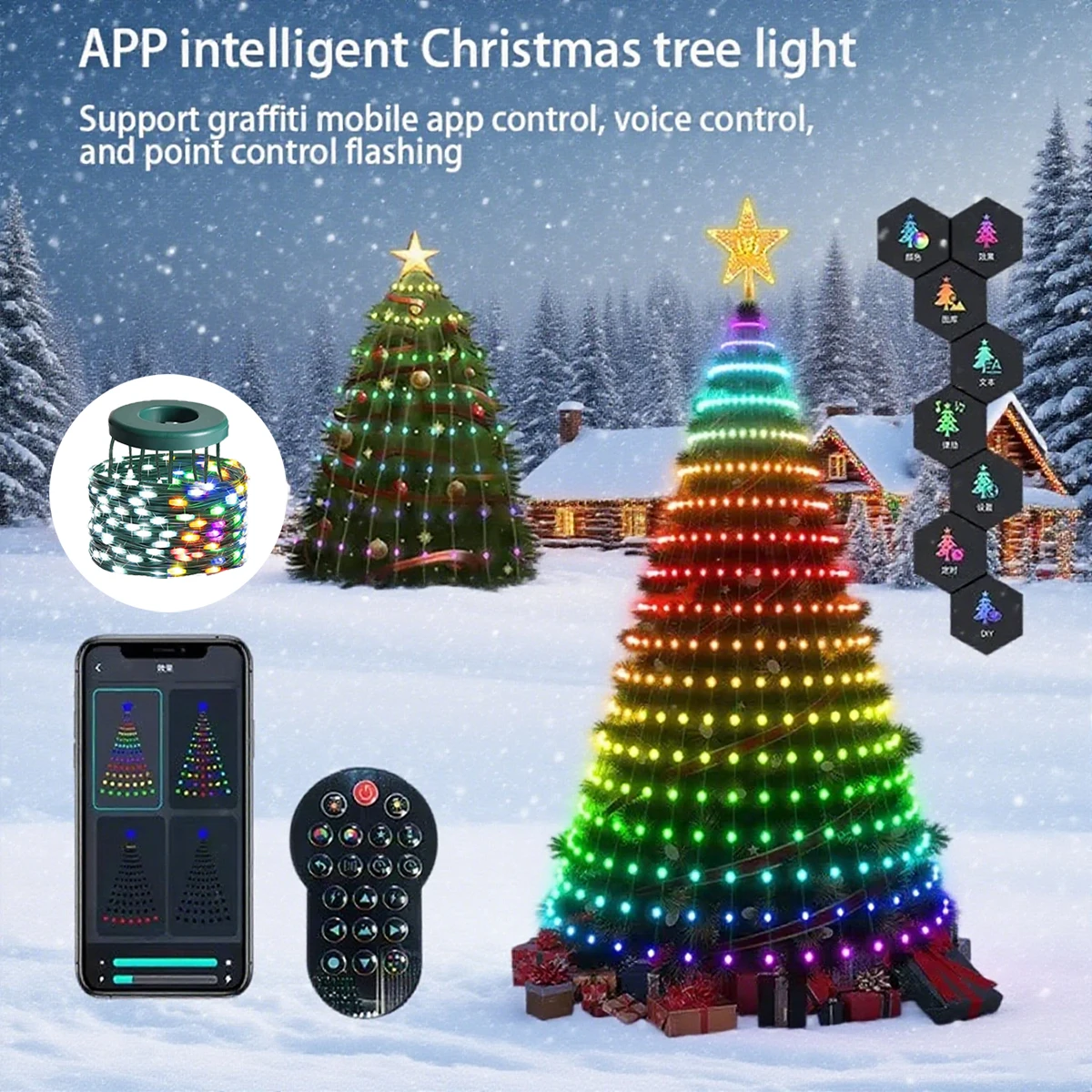 RGB LED Smart Christmas Tree Lights Multicolor Fairy Bluetooth App Control Lamp  For Bedroom Christmas New Year Decoration