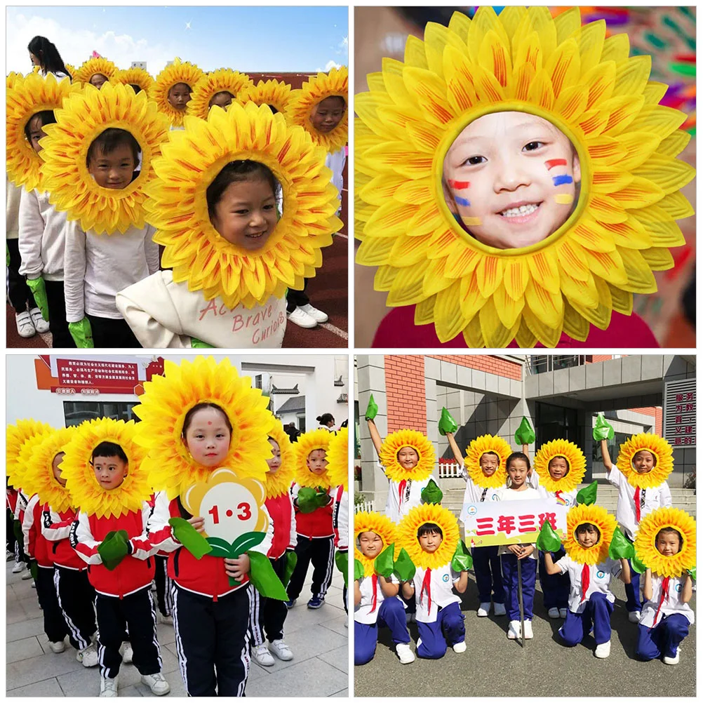 Headdress Cosplay Headgear Halloween Kids Costume Sunflower Hat Accessories for