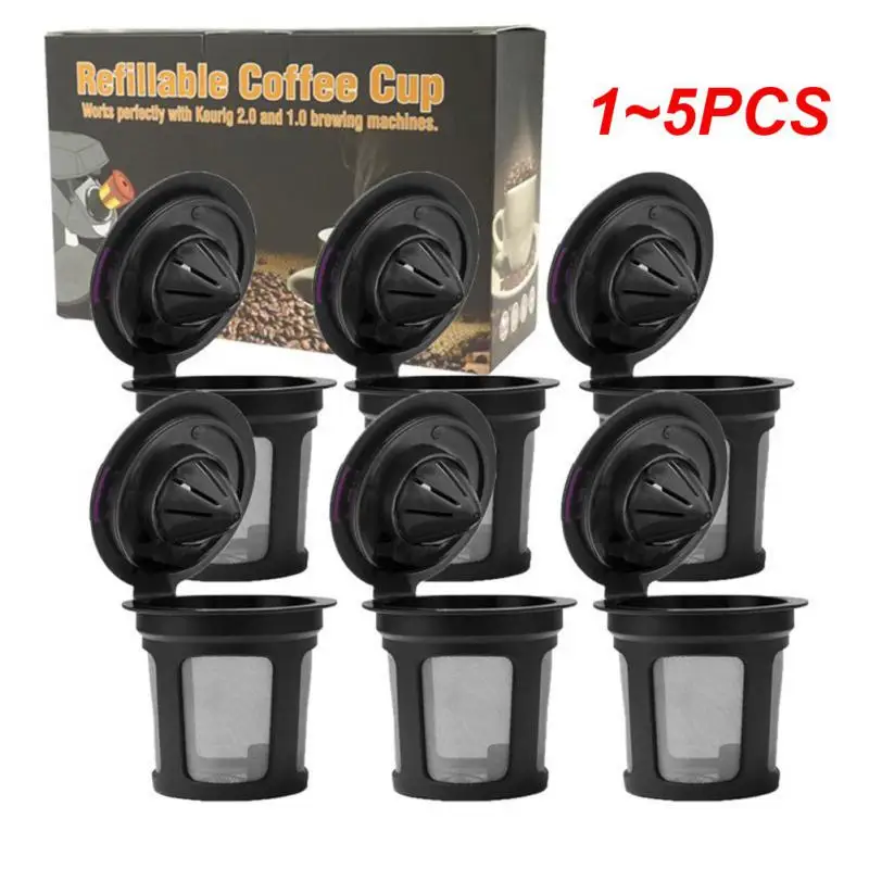 1~5PCS Refillable Coffee Filter Cup Reusable Coffee Pod Filled Capsule Compatible With Keurig 2.0 1.0 K Cup Coffee Makers