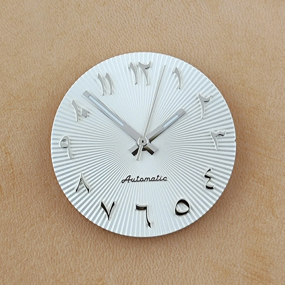 NH35 dial NH36 dial 28.5mm Arab dial no luminous corrugated dial Silver stainless steel convex Arabic dial Watch accessories