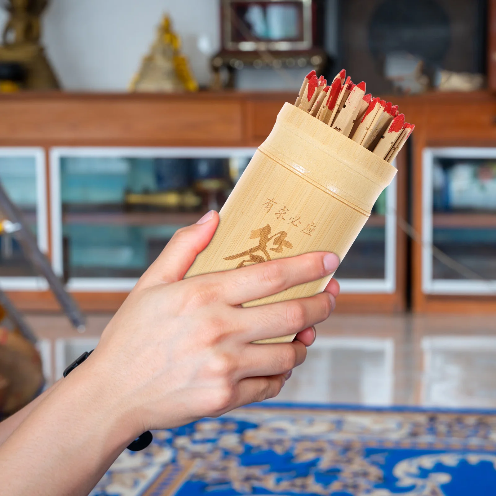 

1 комплект буддийских палочек для гадания с бамбуковой чашкой и книгой, набор для китайского гадания, гладкая, безопасная, веселая активность