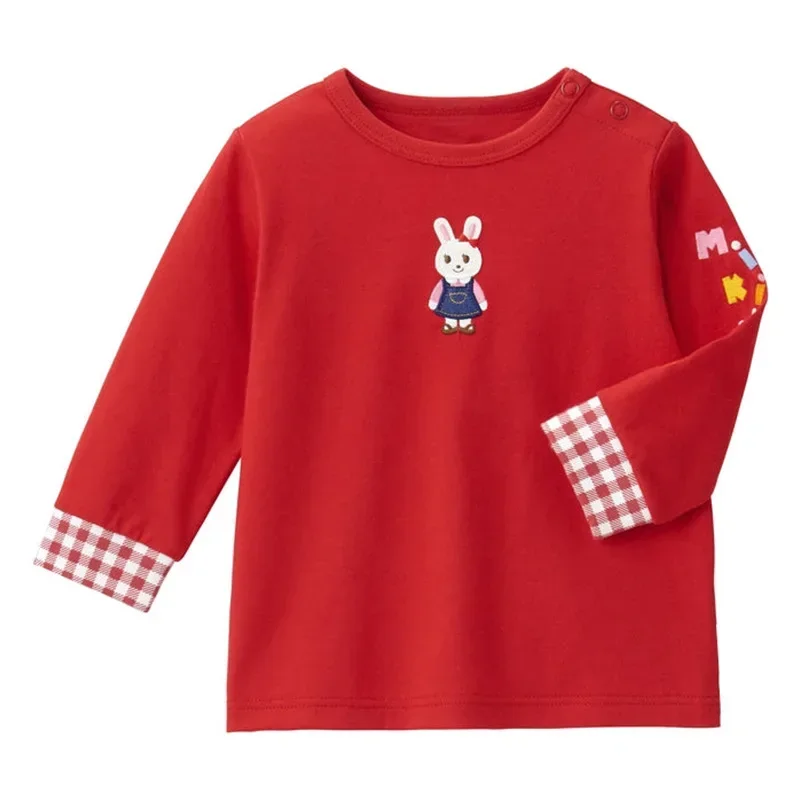 T-shirt Japanese Style Fashion Brand 2023 Autumn New Boy and Girl Cartoon Standing Bear Letter Embroidered Long Sleeves