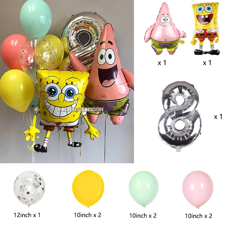 SpongeBob Schwammkopf Folienballon-Set Niedliche Cartoon-Ballons für Kinder Jungen Mädchen Geburtstagsfeier Dekorationen – Detail 17