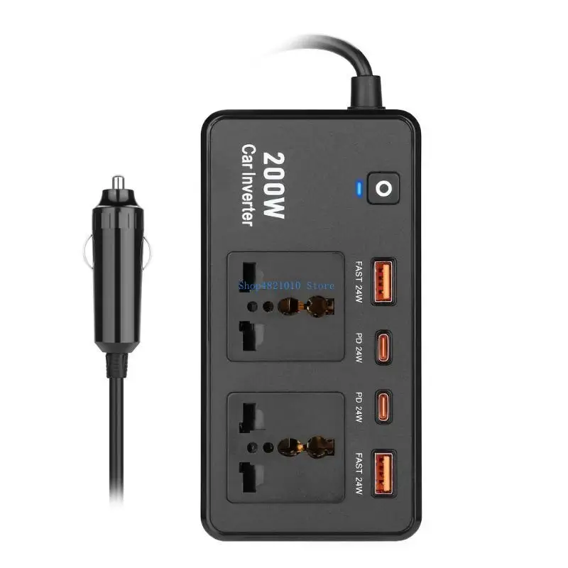 

T3LF 200W Car Power Inverter DC12V to AC220V for Laptops Tablet Phones Camping Travel