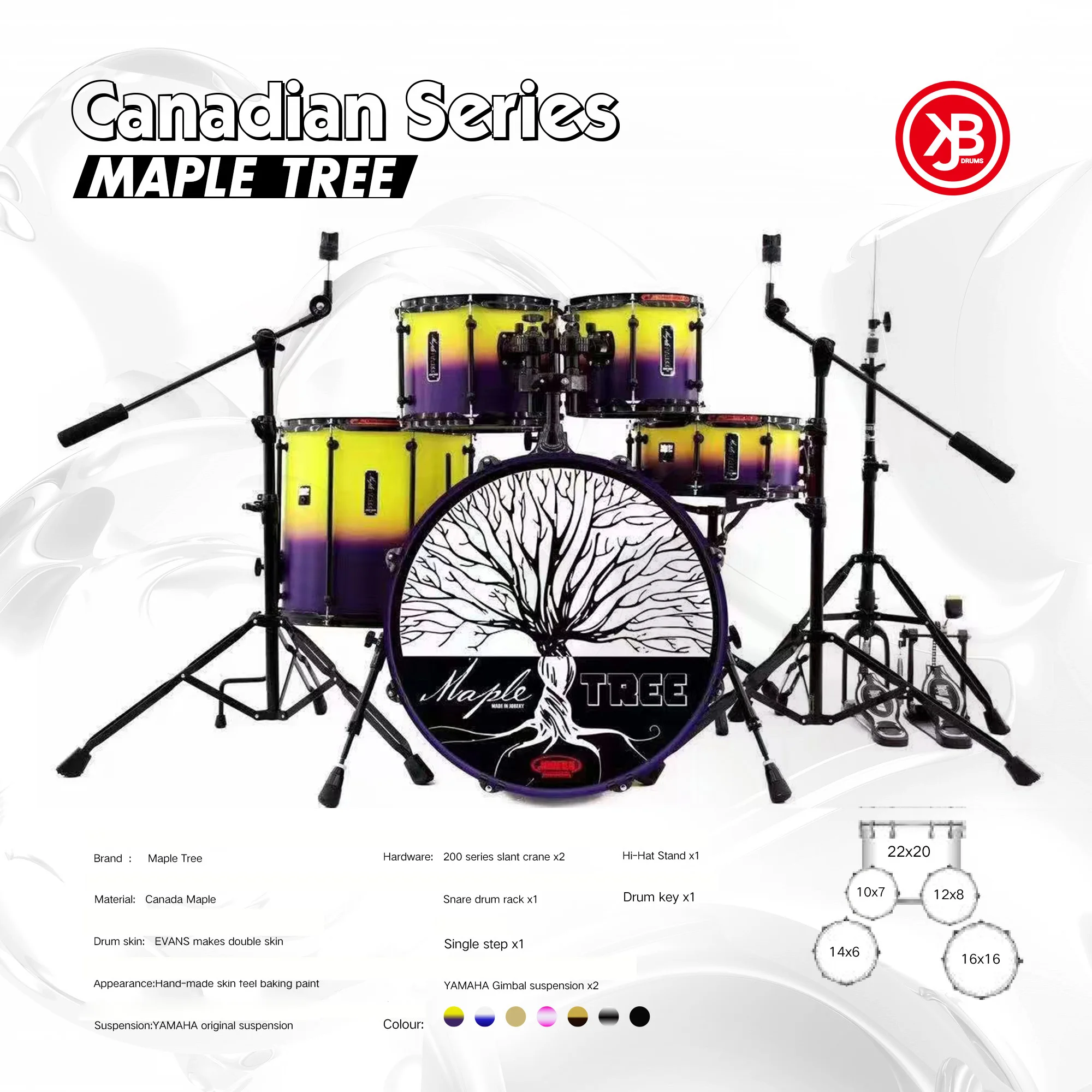 522 Drums Set Quality Professional 5 Pcs Percussion Adult Musical Instrument Jazz Drum Kit Includes Cymbal