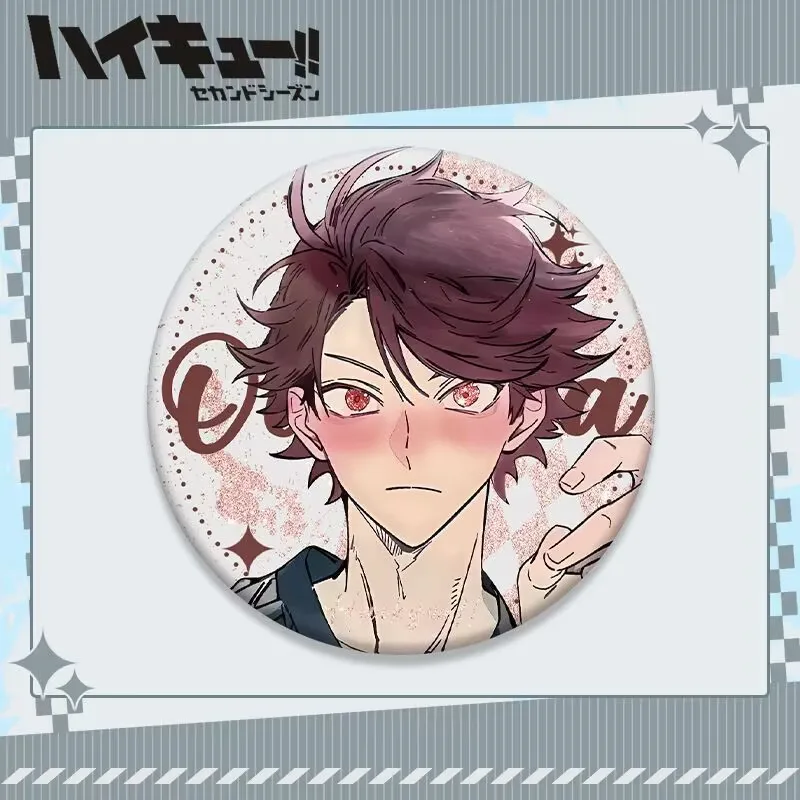 새로운 "하이큐!!" 애니메이션 관련 58cm 브로치 및 배지: "Sakayama Gru, Kikawa Tetsu, Hara Kuro, Hyuga Shoyo