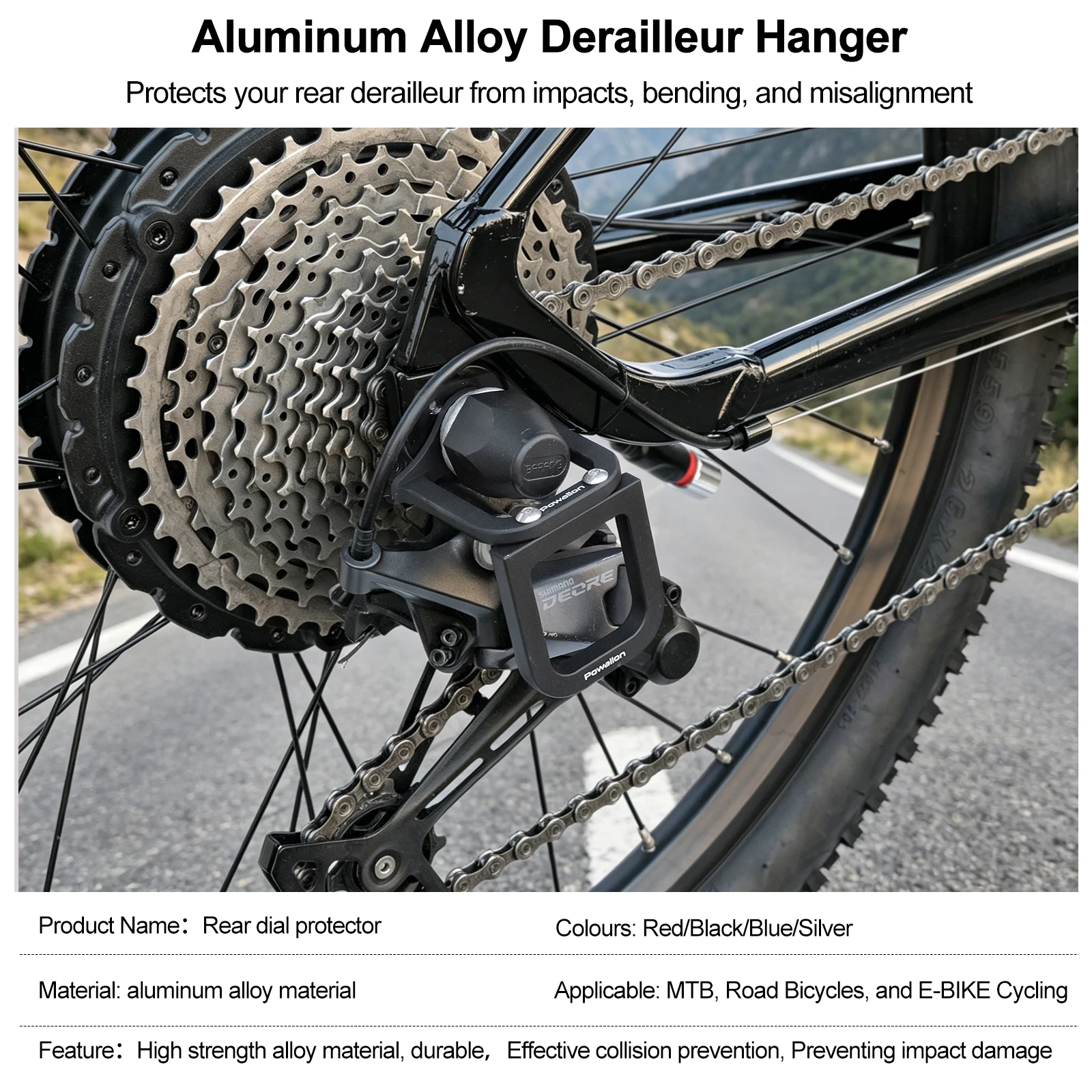 Bicycle Rear Derailleur Protector, MTB Mountain Road Folding Electric Bike Chain Gear Guard Cover Bike Accessories Aluminum - view 3