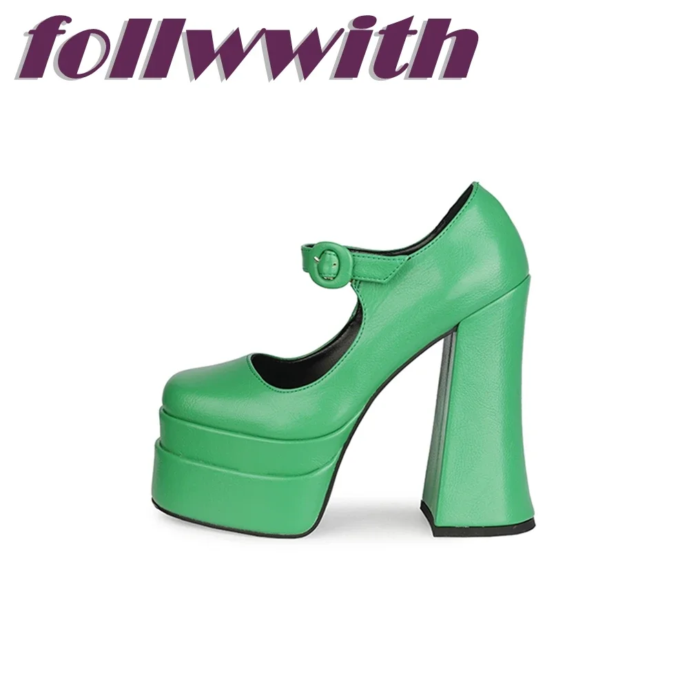 Concise Pink Solid Mary Jane Buckle  Platform Pumps Square Toe Chunky Heel Sweet Fashionable Autumn New Arrival 2025 Women Shoes