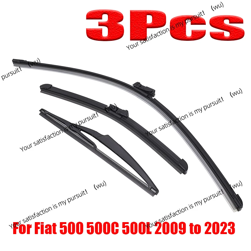 New 3Pcs Front Rear Wiper Blades Set for Fiat 500 500C 500L 2009 to 2023 Windshield Windscreen Tailgate Window Brushes Car Parts
