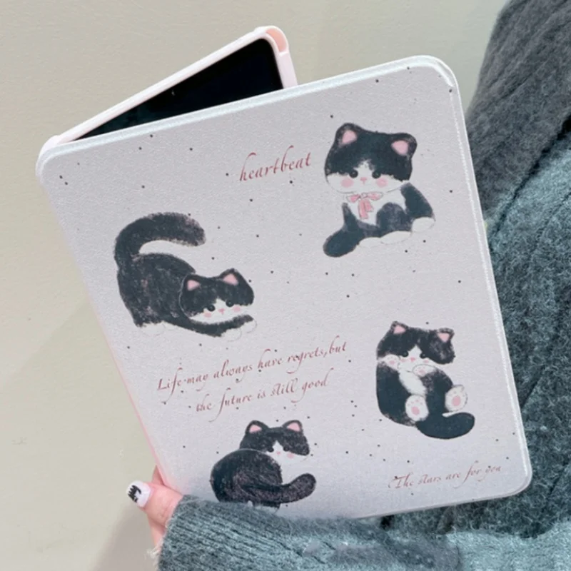 Splash ink super cute cat suitable for iPadPro13 inch rotatable Apple ipad9 protective cover mini6/iPadAir5/6/10.9 tablet shell