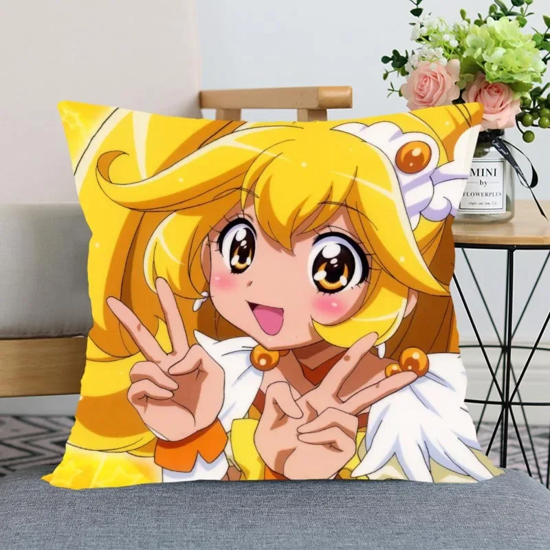 New Arrival Smile Precure! Pillow Cover Bedroom Home Office Decorative Pillowcase Square Zipper Pillow Cases Satin Soft No Fade