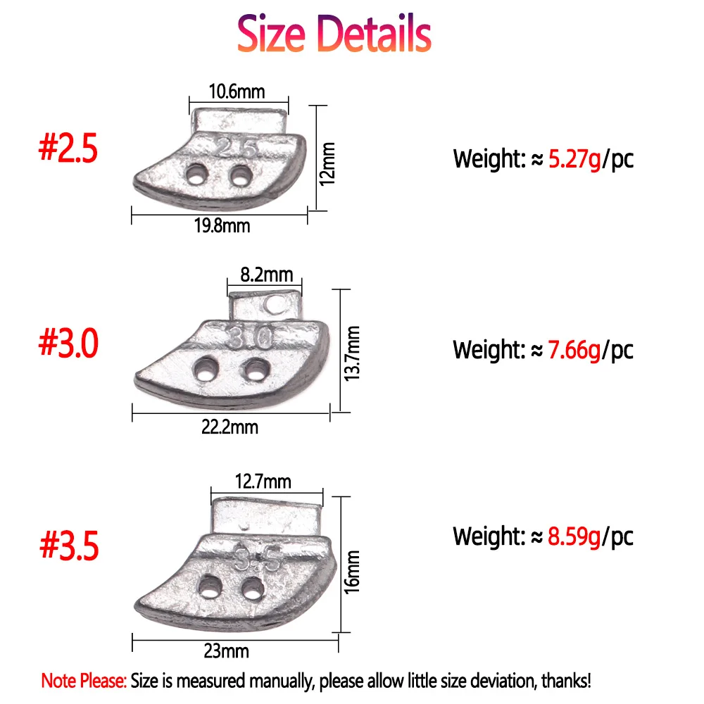 20pcs  Jig Weight / Sinker for Squid Jig Size 2.5# 3.0# 3.5# Squid Lure DIY Weight Fishing Accessory Tackle