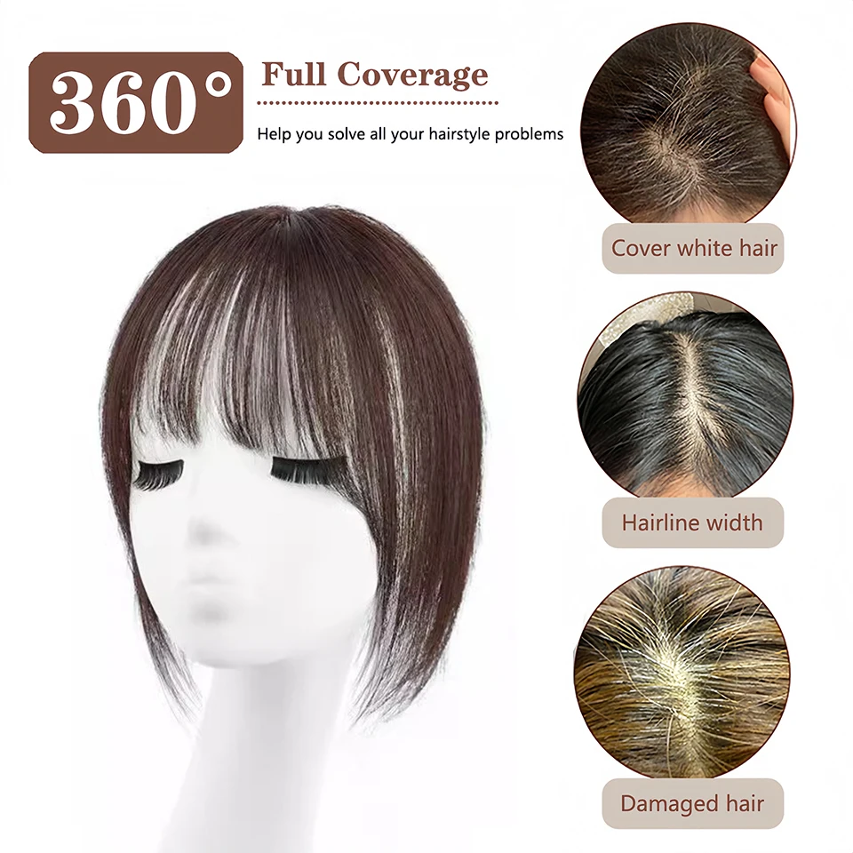 OLACARE 3D Air Bangs Synthetic Hair Clip-In Bangs Extension Fake Fringe Natural False Bang Topper Hairpiece Invisible Bang