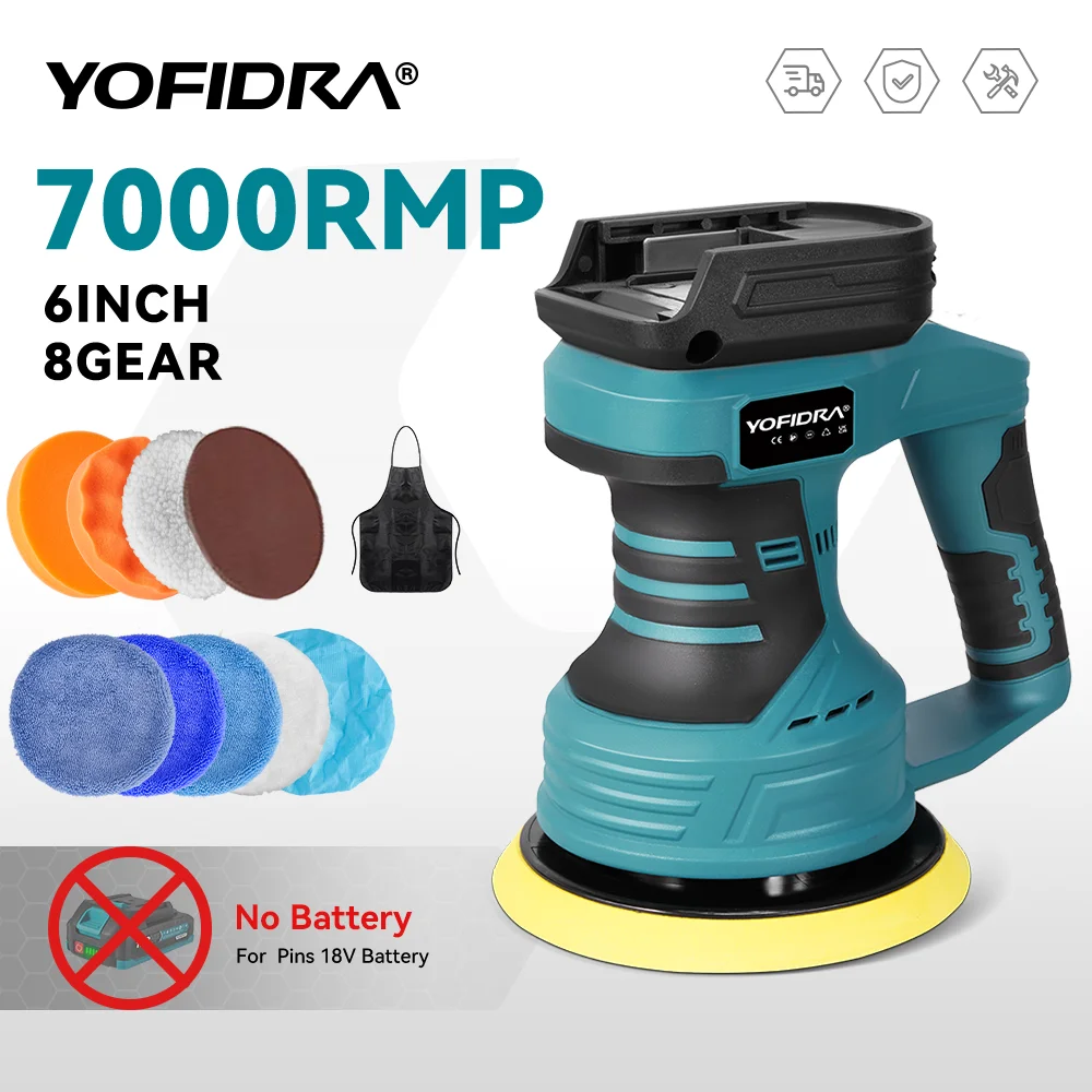 

YOFIDRA 8 передач 7000RMP электрический автомобильный полировщик ручной полировальный восковой инструмент авто польская вощеная машина для Makita аккумуляторный штифт