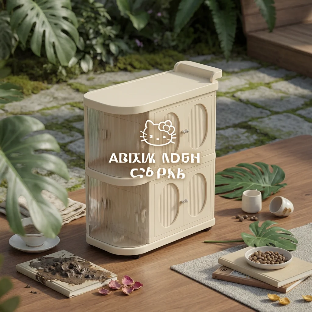 dustproof-large-capacity-folding-baby-cabinet-translucent-panels-two-tier-nursery-cabinet