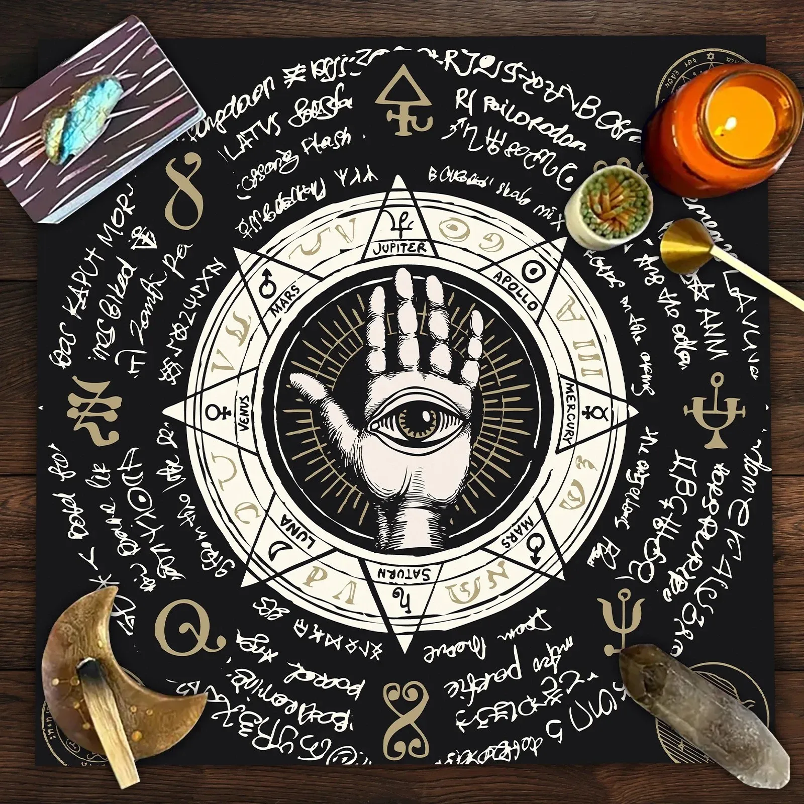 VIKAMA Solar System Tarot Altar Cloth Floral Witchcraft Divination Mat for Tarot Reading Spiritual Celestial Home Decor