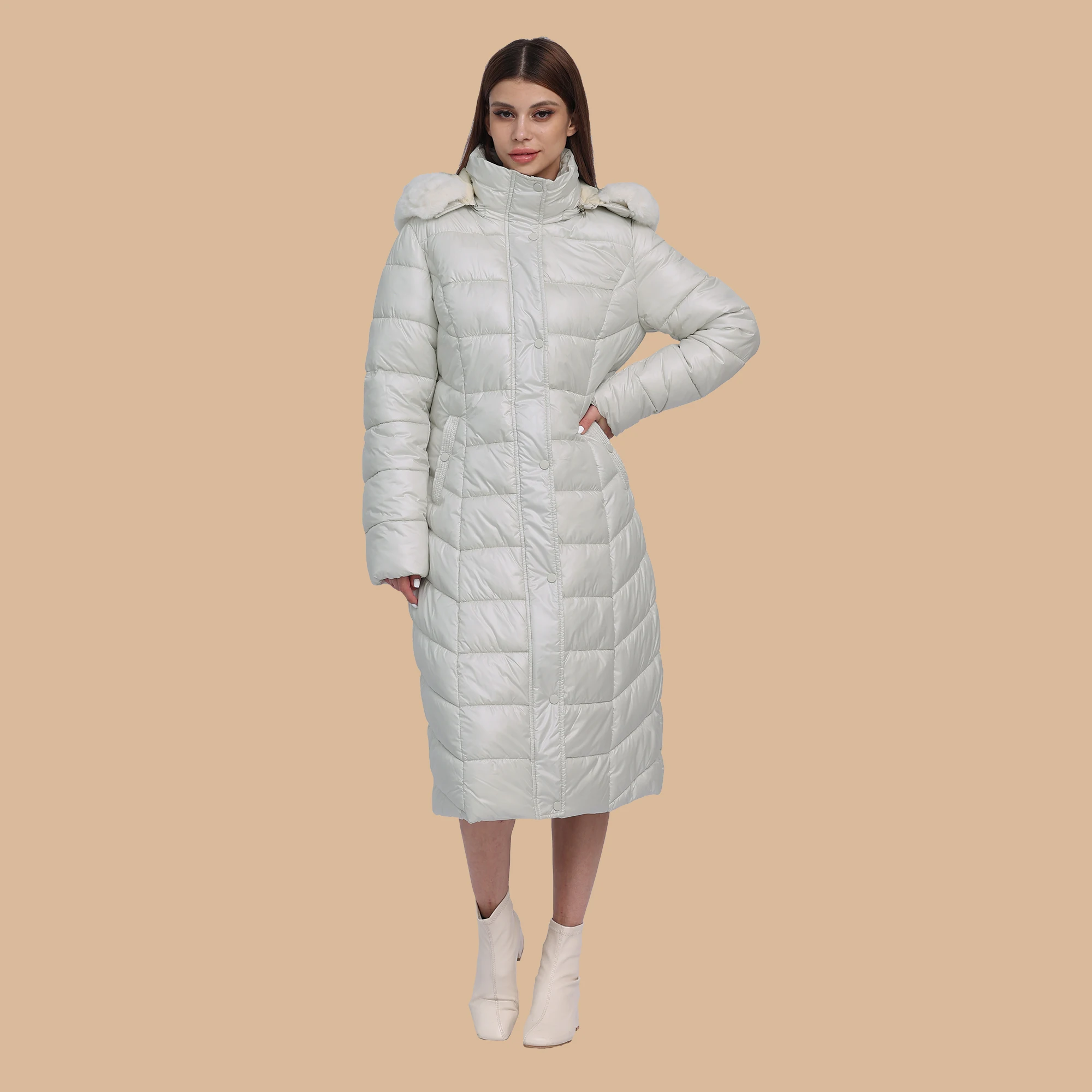 SANTELON Women Winter Thick Warm Over Knee Parka Female X-Long Puffer Jacket Coat With Detachable Windproof Hood Fashion Clothes