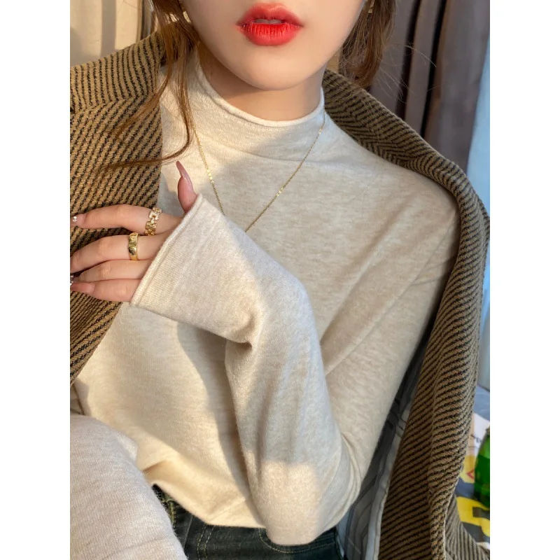 

Stylish Women's Base Layer Shirt Half High Neck Knitted Top Autumn Winter Inner Wear Early Autumn Top Spring Sweater